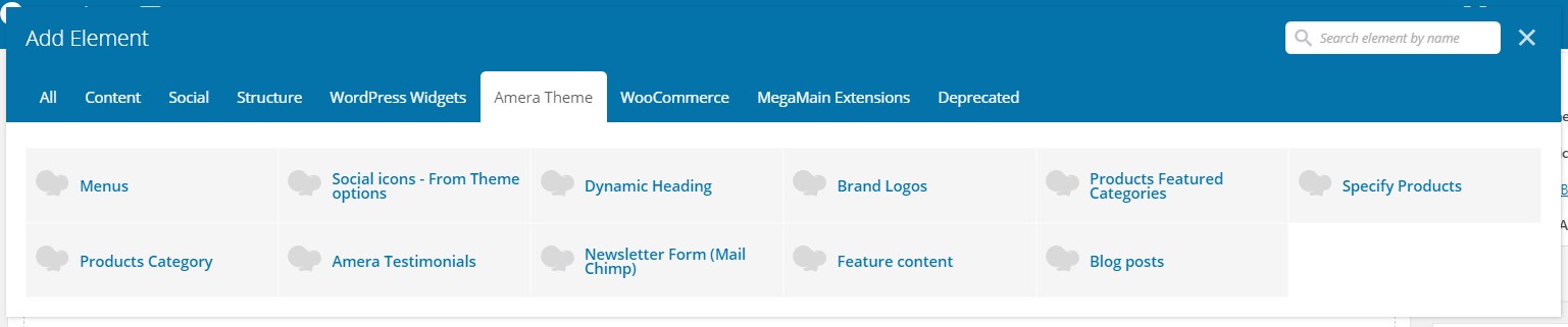 Visual Composer Elements List