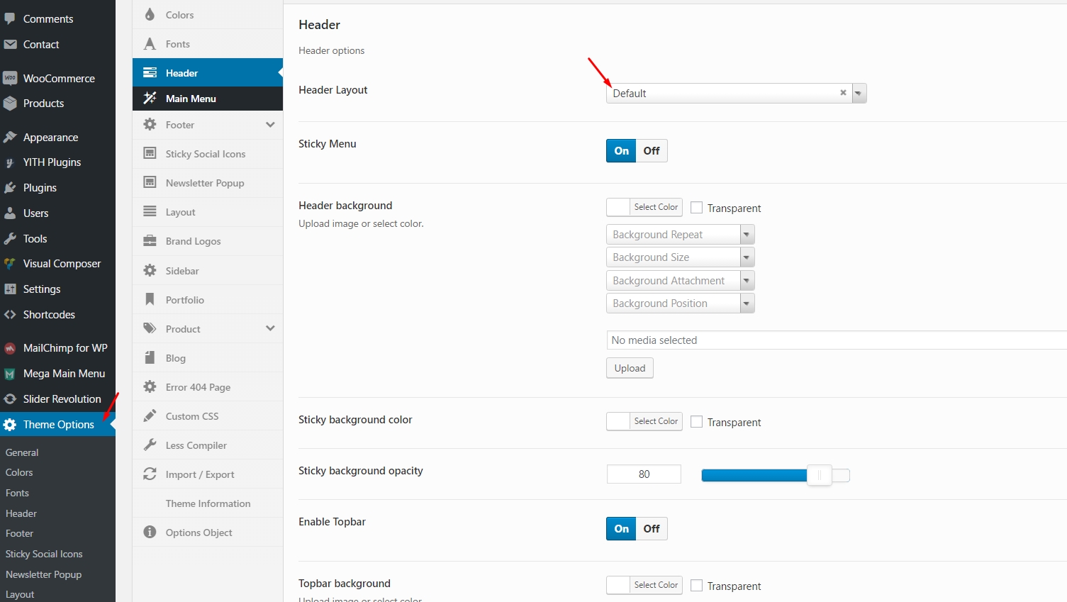 Header Layout