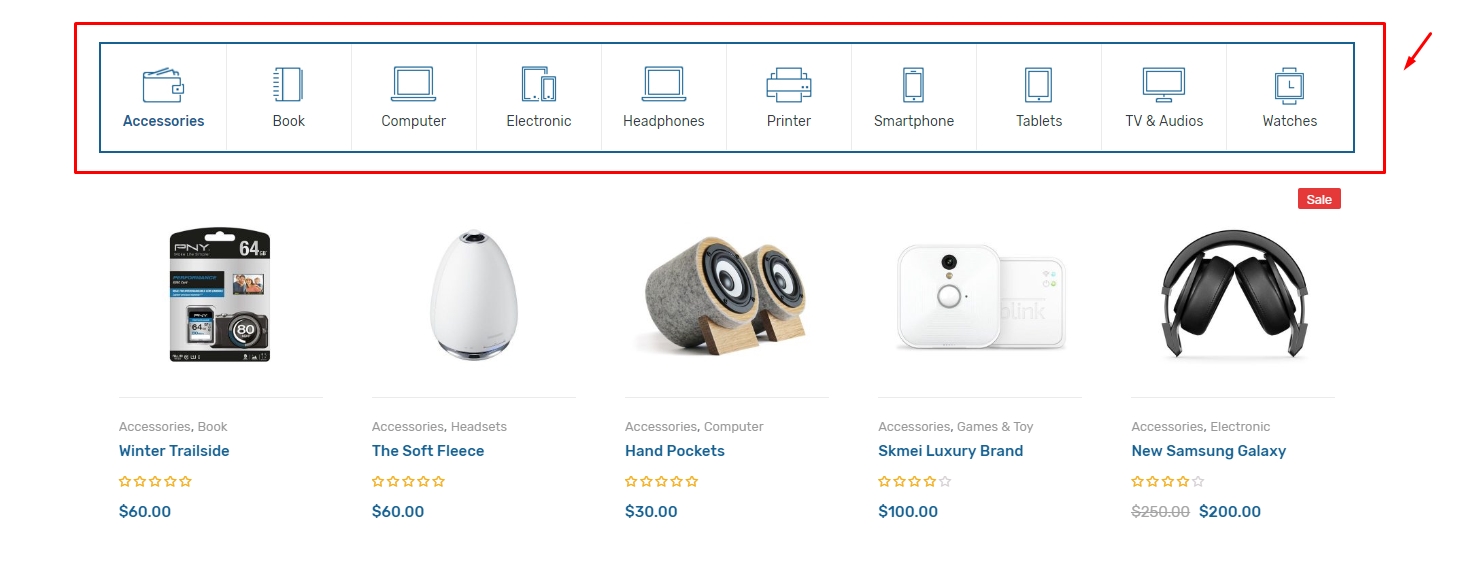 categories tab icons