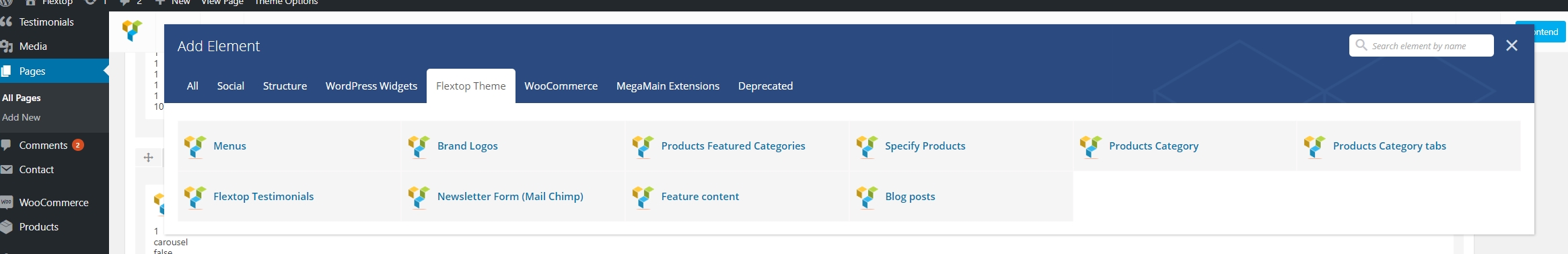Visual Composer Elements List