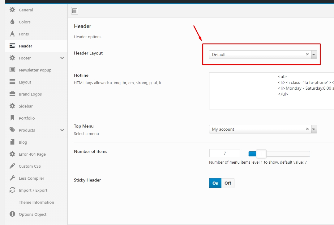 Header Layout