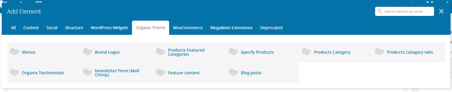 Visual Composer Elements List