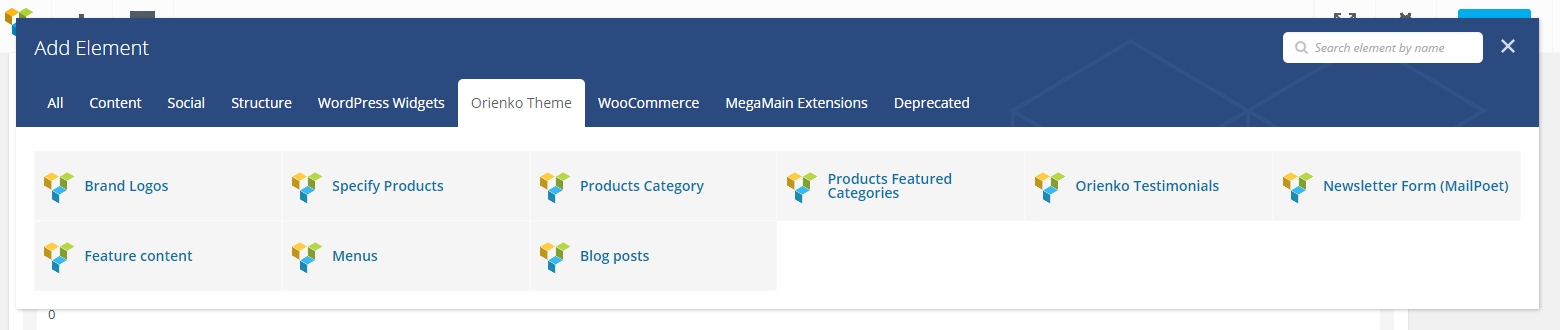 Visual Composer Elements List