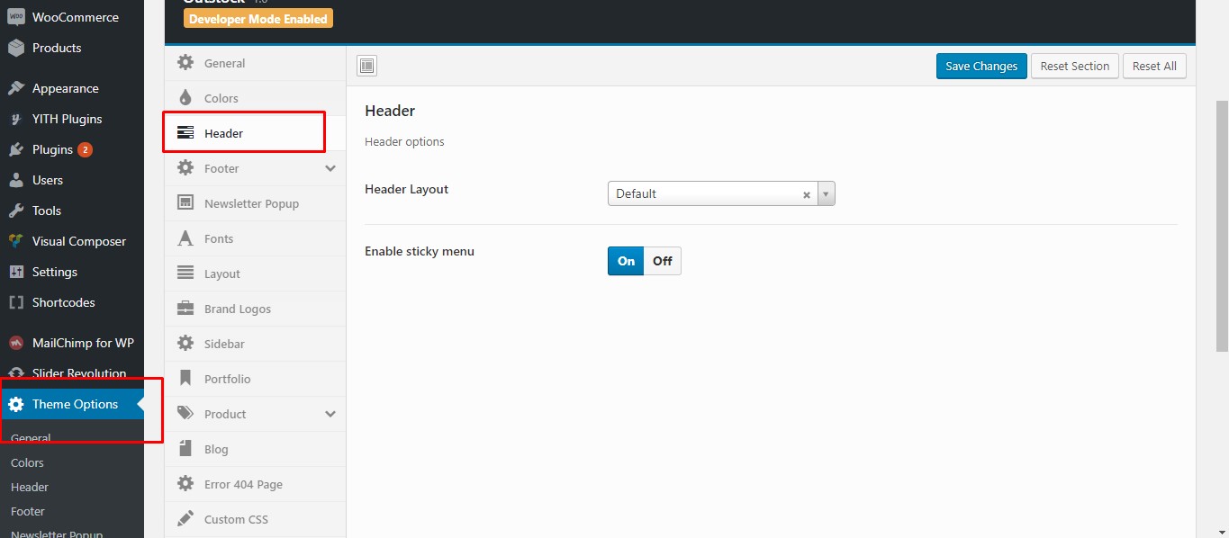 Header Layout