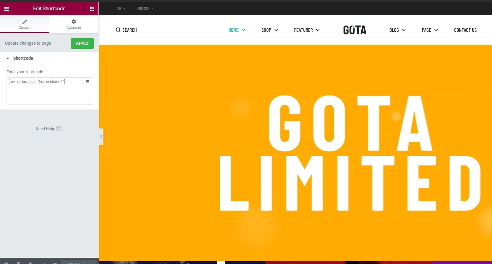 Use Revolution Slider Shortcode